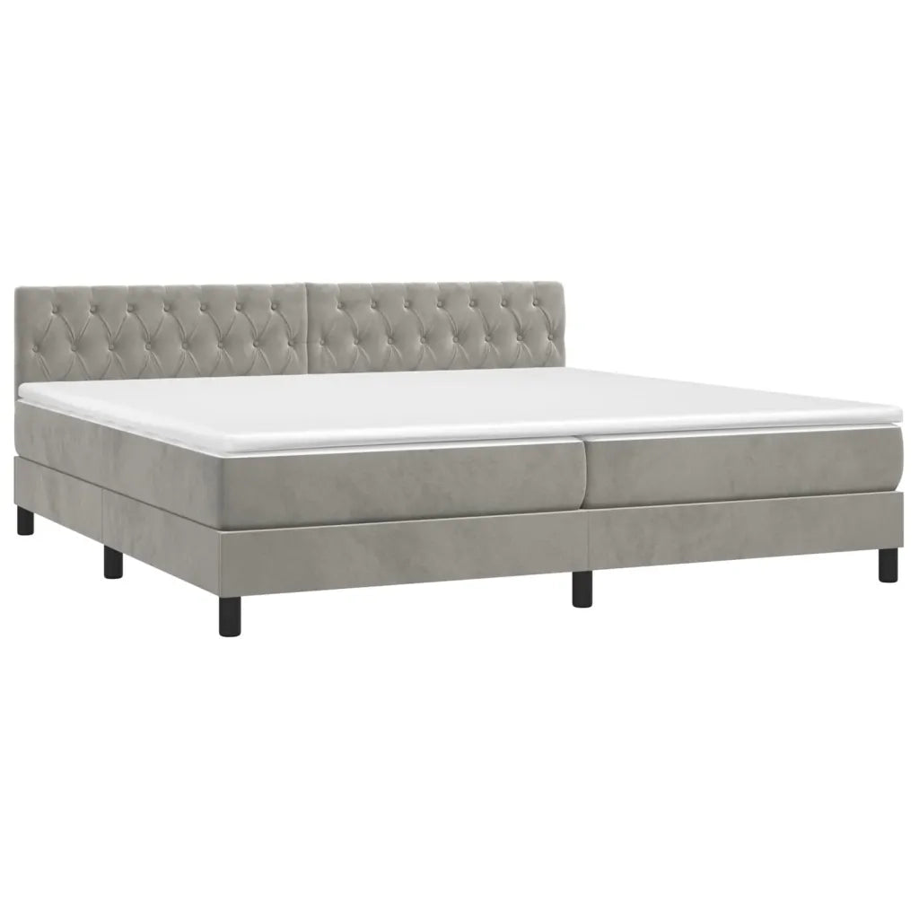 Giroletto a Molle con Materasso Grigio Chiaro 200x200cm Velluto 3141503