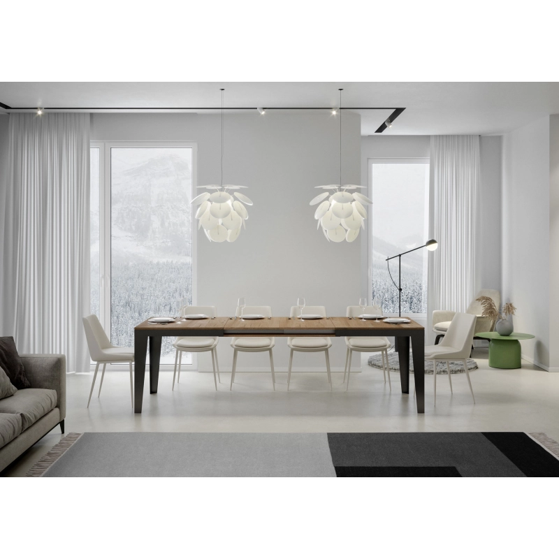 Tavolo allungabile 90x160/420 cm Flame Evolution telaio Antracite - Quercia Natura