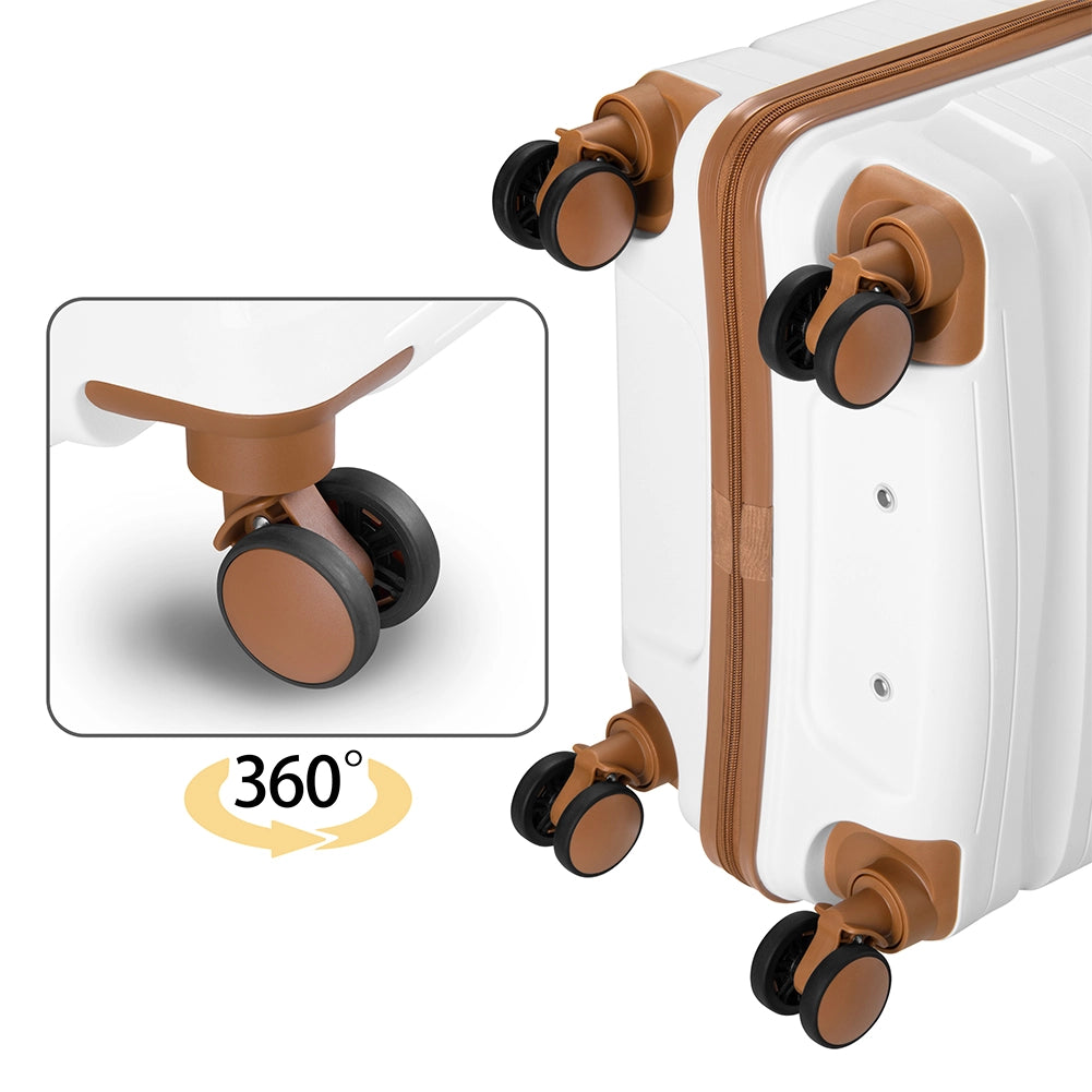 Set 4 Valigie Rivestimento Rigido Polipropilene Bianco Perla Maniglia Telescopica
