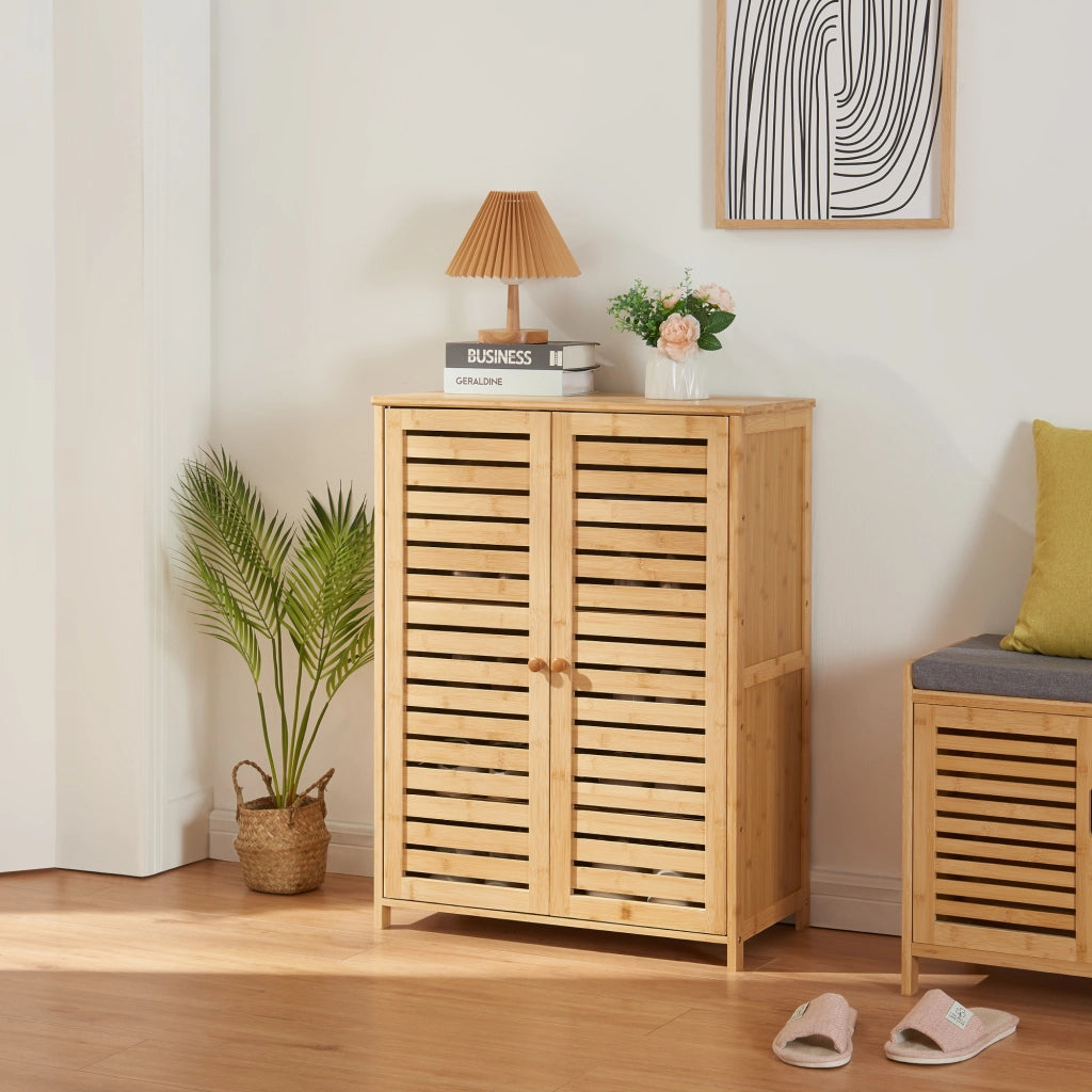 Armadietto Scarpiera Klamp 87,5 x 66 x 33 cm Bambù Naturale [en.casa]