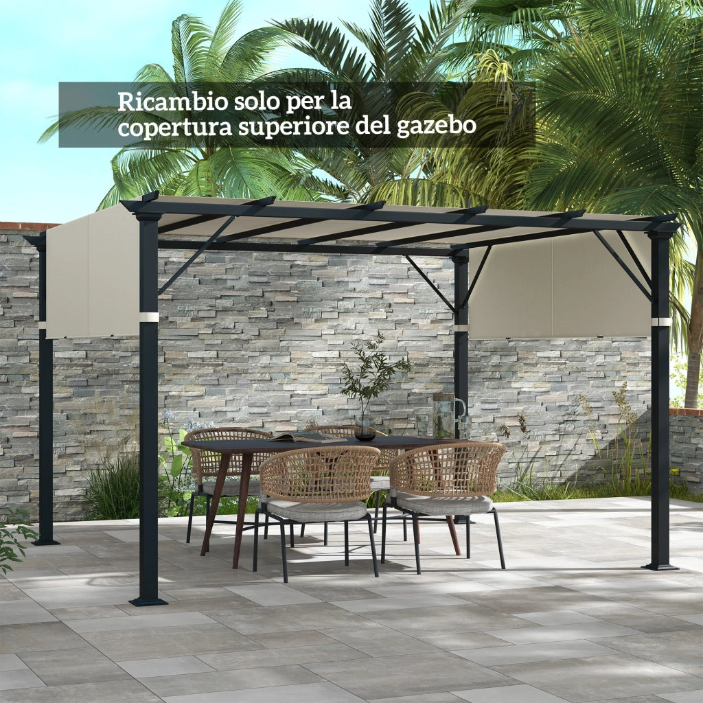 Copertura per Gazebo Pergola 3x3 m ¨C zephmum ¨C Poliestere 488x122 cm Bianco Crema