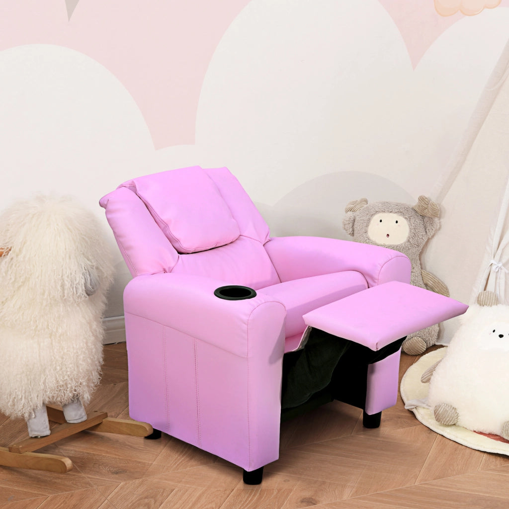 Divanetto per bambini ¨C zephmum ¨C rosa con braccioli e porta bevande