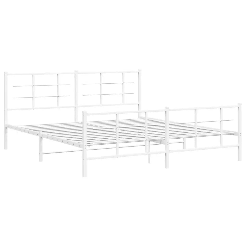 Giroletto con Testiera e Pediera-Struttura Letto Metallo Bianco 183x213 cm 728975