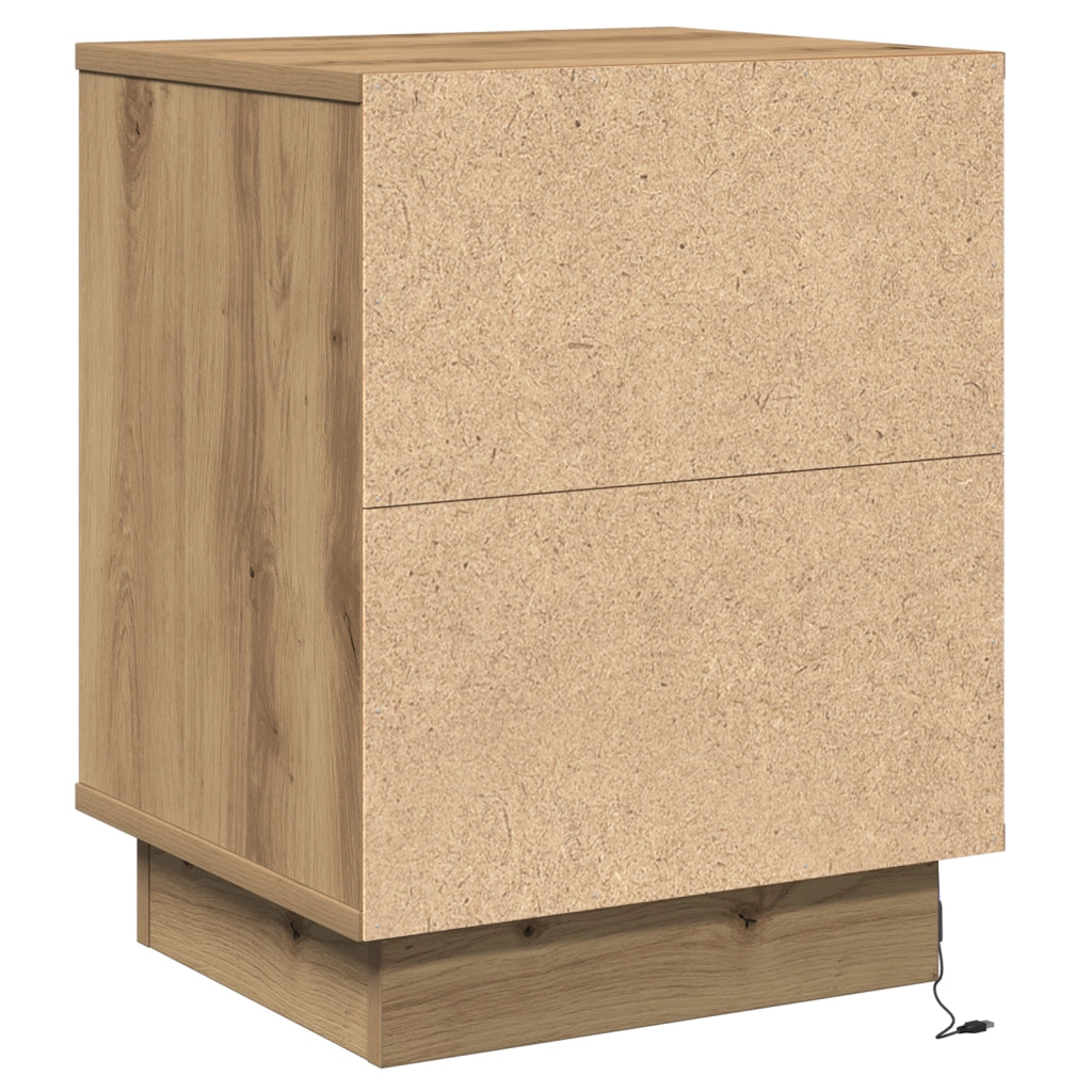 Comodini con luci LED 2 pz Rovere Artigianale 39x34.5x50 cm