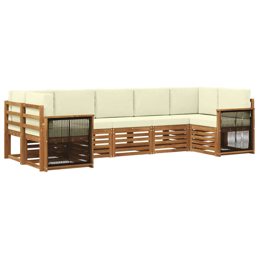 Set divano sezionale con cuscino 6 pcs Naturale e Crema