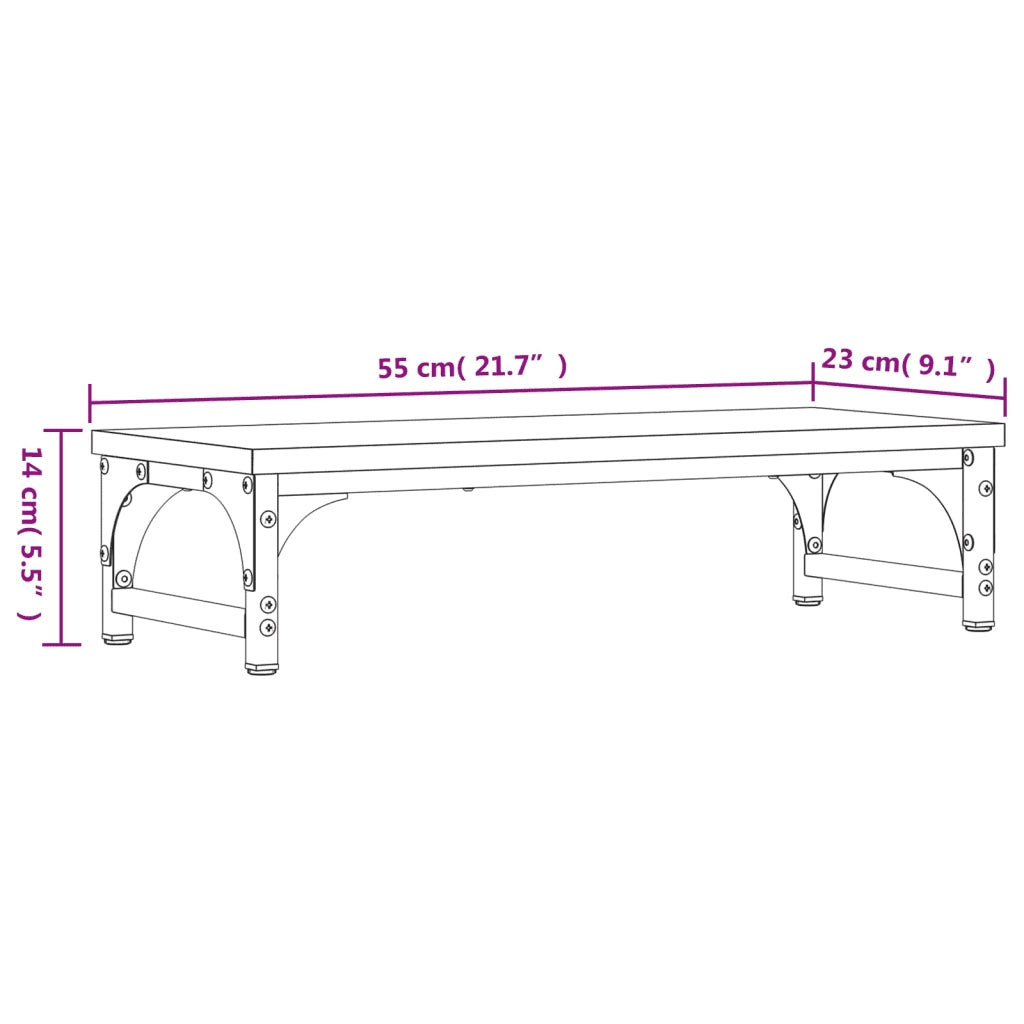 Supporto per Monitor Rovere Fumo 55x23x14 cm Legno Multistrato 834002