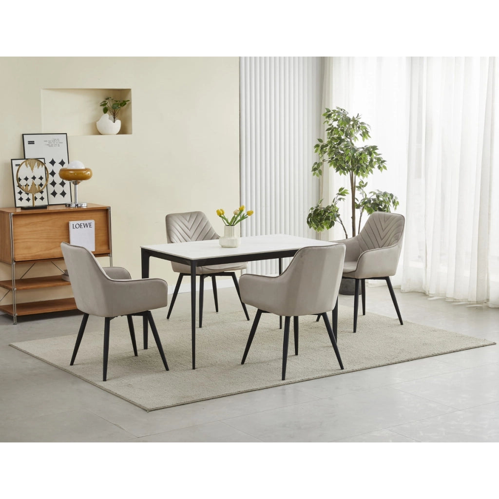 Sedia girevole Nana360 in velluto beige scuro