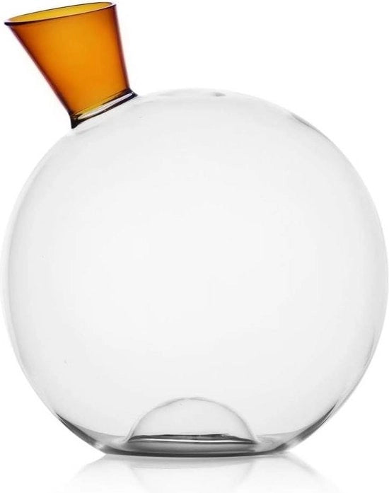Carafa trasparente e colorata in ambra - Collezione Travasi - 190 cl - vetro borosilicato - manufatto artigianale