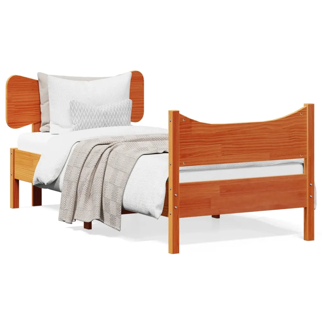 Letto senza Materasso Marrone Cera 90x190 cm in Legno di Pino 3216404