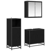 Set di mobili per il bagno 3 pcs Rovere Nero Legno multistrato
