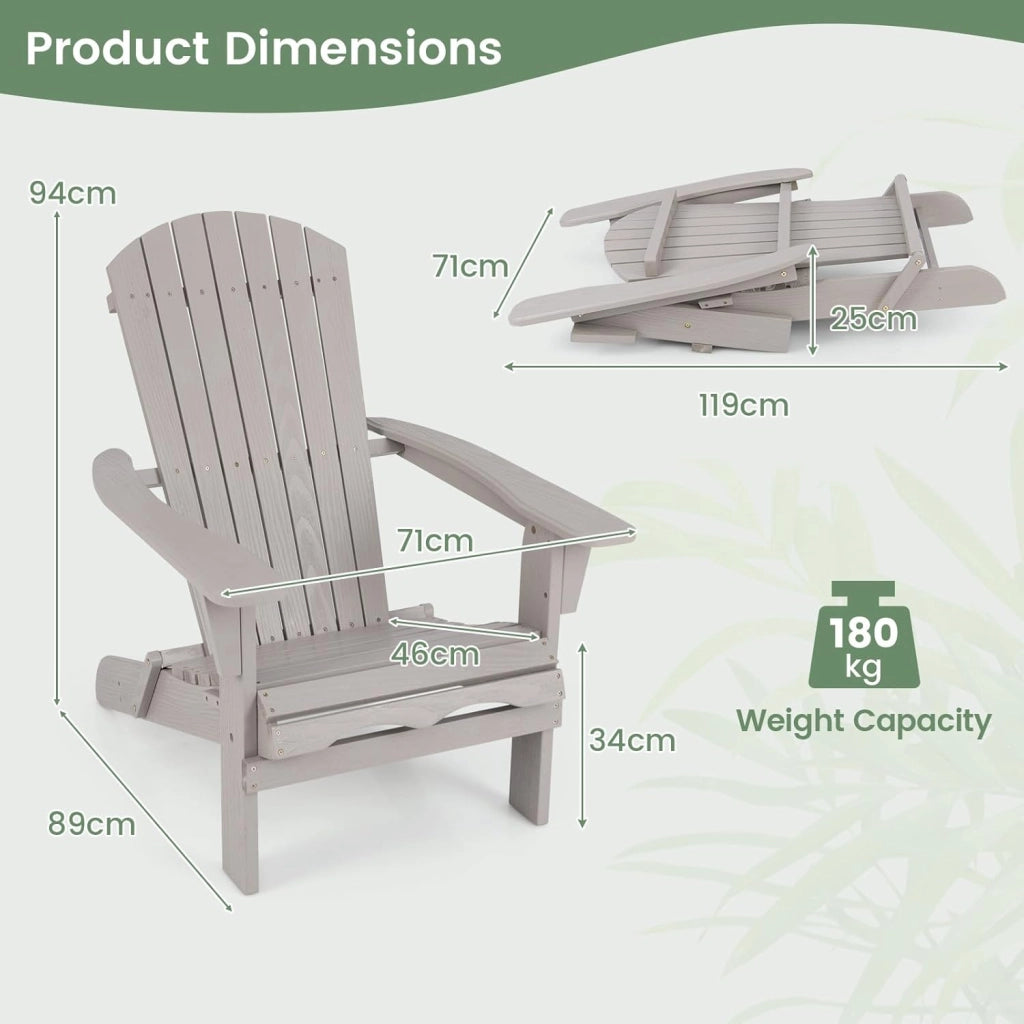 Set di 2/4 Sedie Adirondack Pieghevoli, Sedia da Esterno con Telaio in Legno di Abete, Schienale Alto e Braccioli Ergonomici, Sedia Adirondack per Patio Giardino Cortile Campeggio