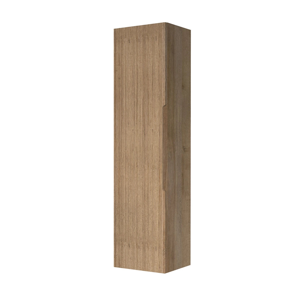 Colonna bagno sospesa H 138 cm rovere cannettato con ripiani Rigo