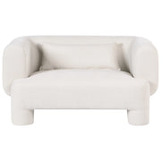 Divano a 2 posti Rivestimento in tessuto bianco Tessitura morbida Gambe cilindriche Stile organico