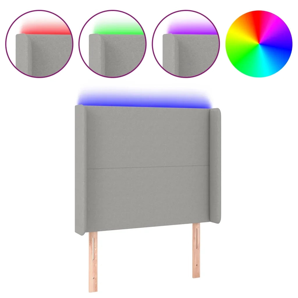 Testiera a LED Grigio Chiaro 93x16x118/128 cm in Tessuto 3123750