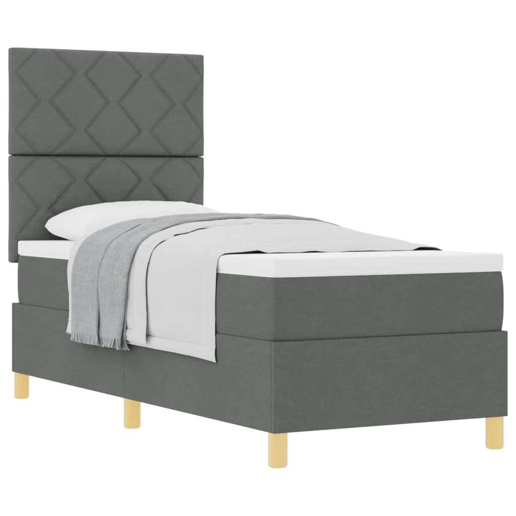 Letto a molle con materasso Grigio scuro 80 x 200 cm Tessuto 3339652