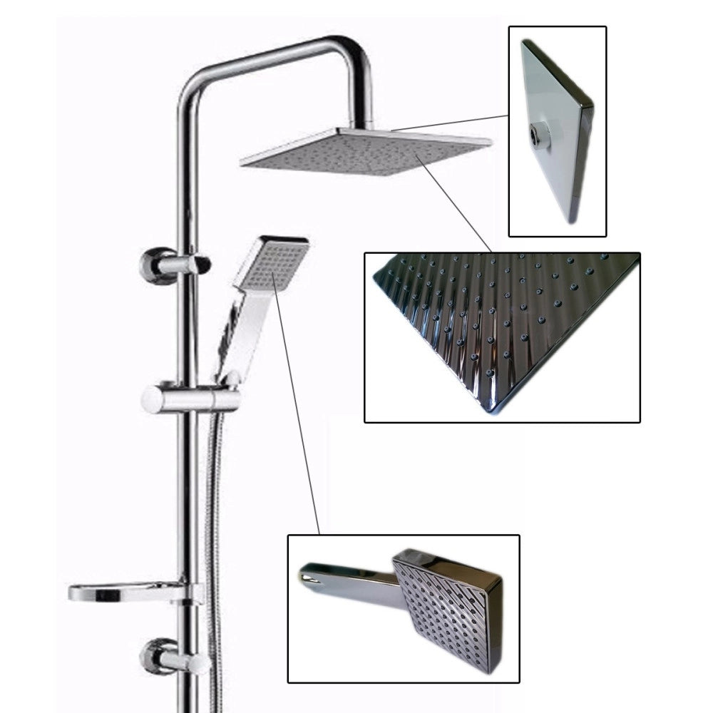 Trade Shop - Asta Saliscendi Cromata Colonna Doccia Soffione Fisso Doccetta Saturn 9005 -