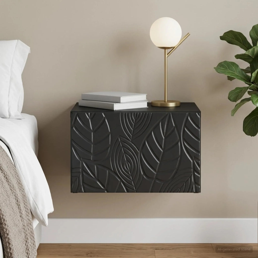 Mobiletto da notte a muro Nero 49 x 34,5 x 20 cm 898787