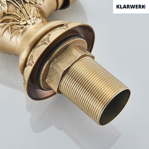 JULIAN | Rubinetto da bagno alto vintage in ottone dorato | Miscelatore retrò in acciaio inox per lavabo freestanding | con rubinetto gastronomico