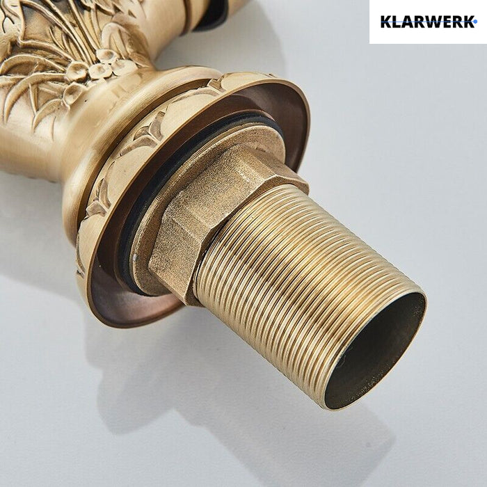 JULIAN | Rubinetto da bagno alto vintage in ottone dorato | Miscelatore retrò in acciaio inox per lavabo freestanding | con rubinetto gastronomico