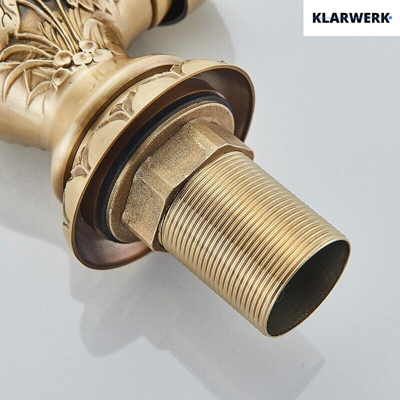 JULIAN | Rubinetto da bagno alto vintage in ottone dorato | Miscelatore retrò in acciaio inox per lavabo freestanding | con rubinetto gastronomico