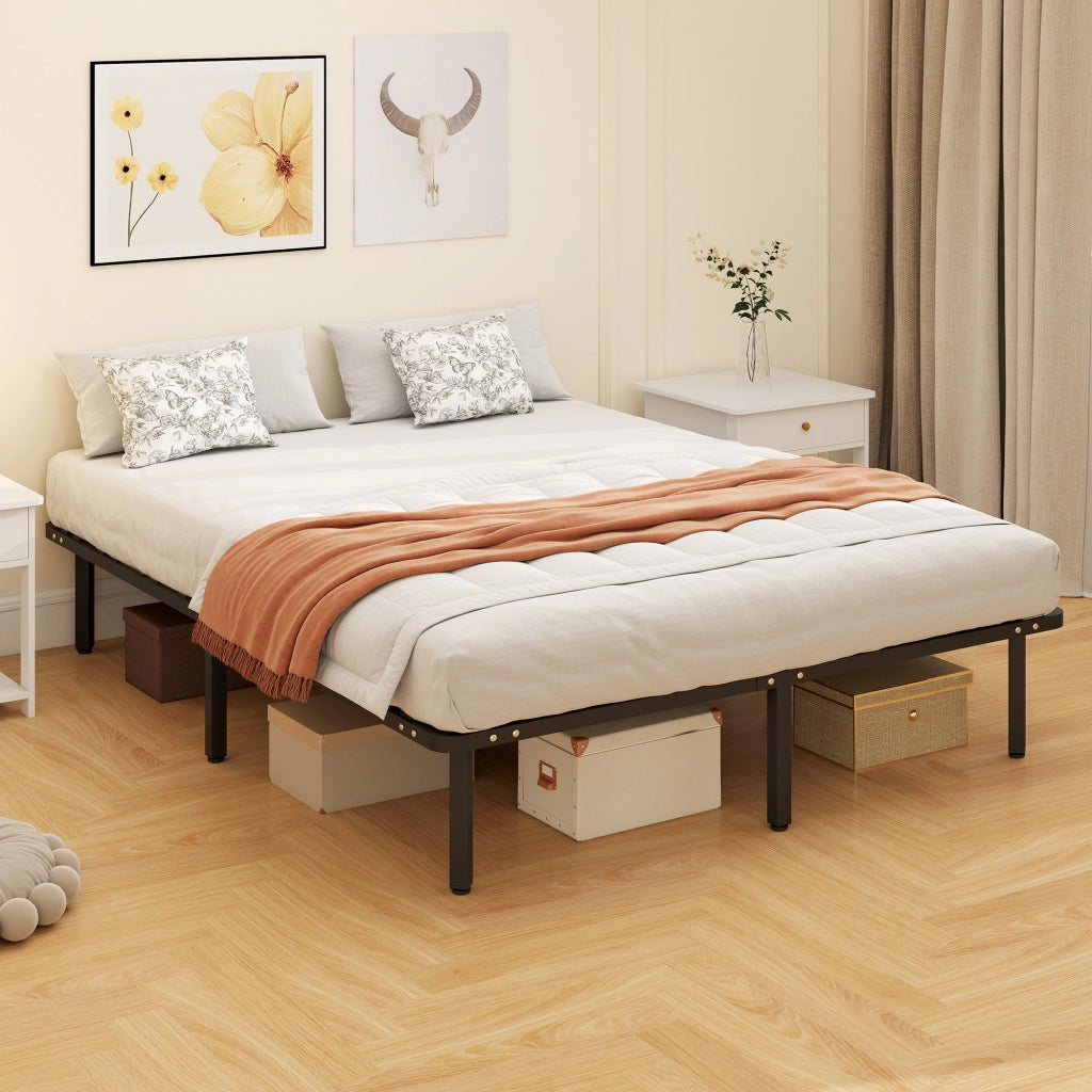 Letto contenitore matrimoniale 160x200 ¨C zephmum ¨C nero struttura metallo rete doghe