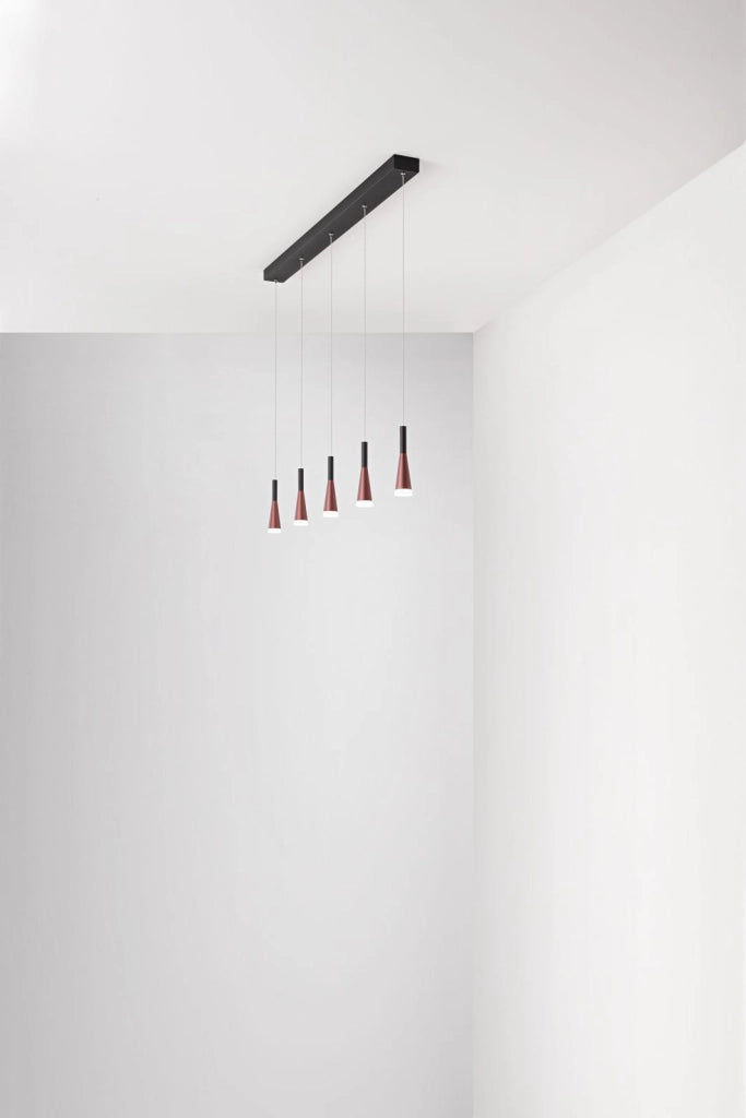 Sospensione in alluminio nero bianco 5 luci Cone LED 35W 3000K CRI?80 220-240V 50/60Hz 2070Lm
