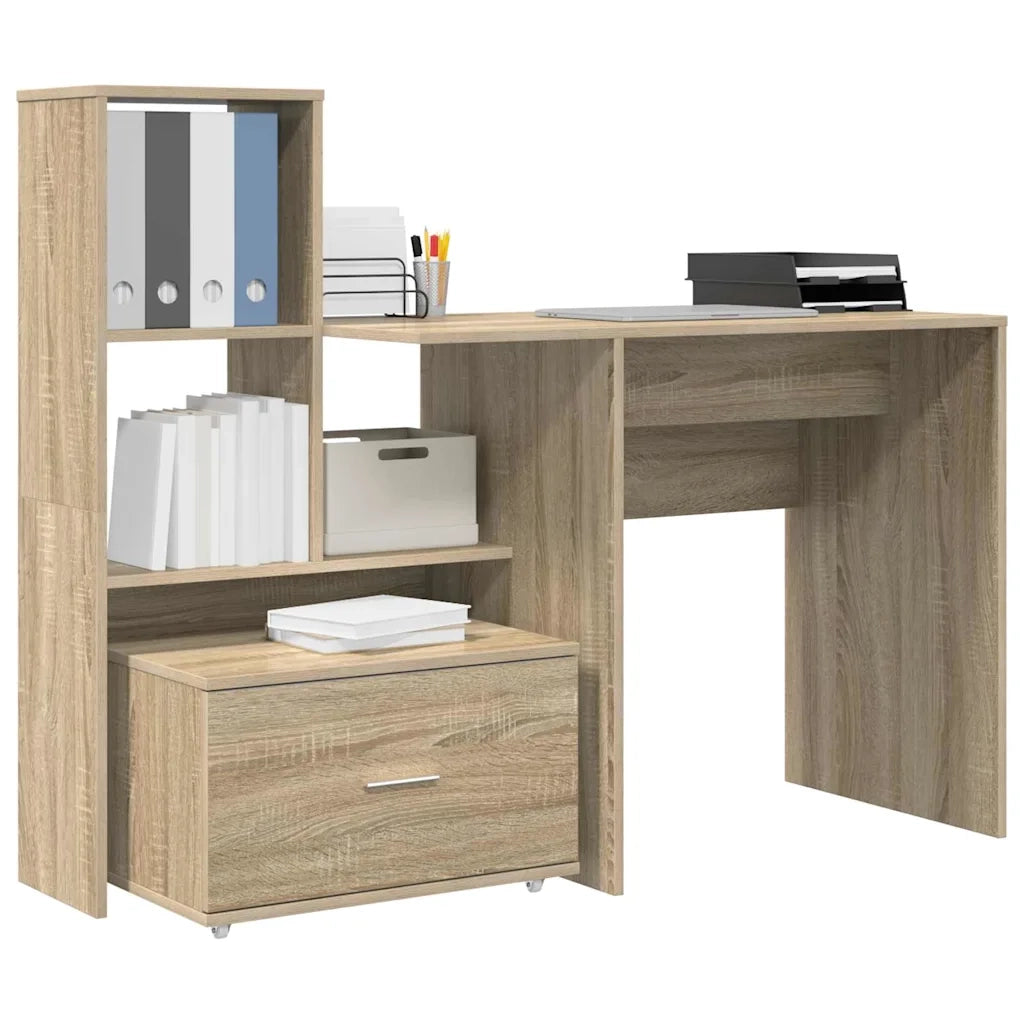 vidaXL Scrivania rovere sonoma 131.5 x 50 x 106.5 cm Legno multistrato