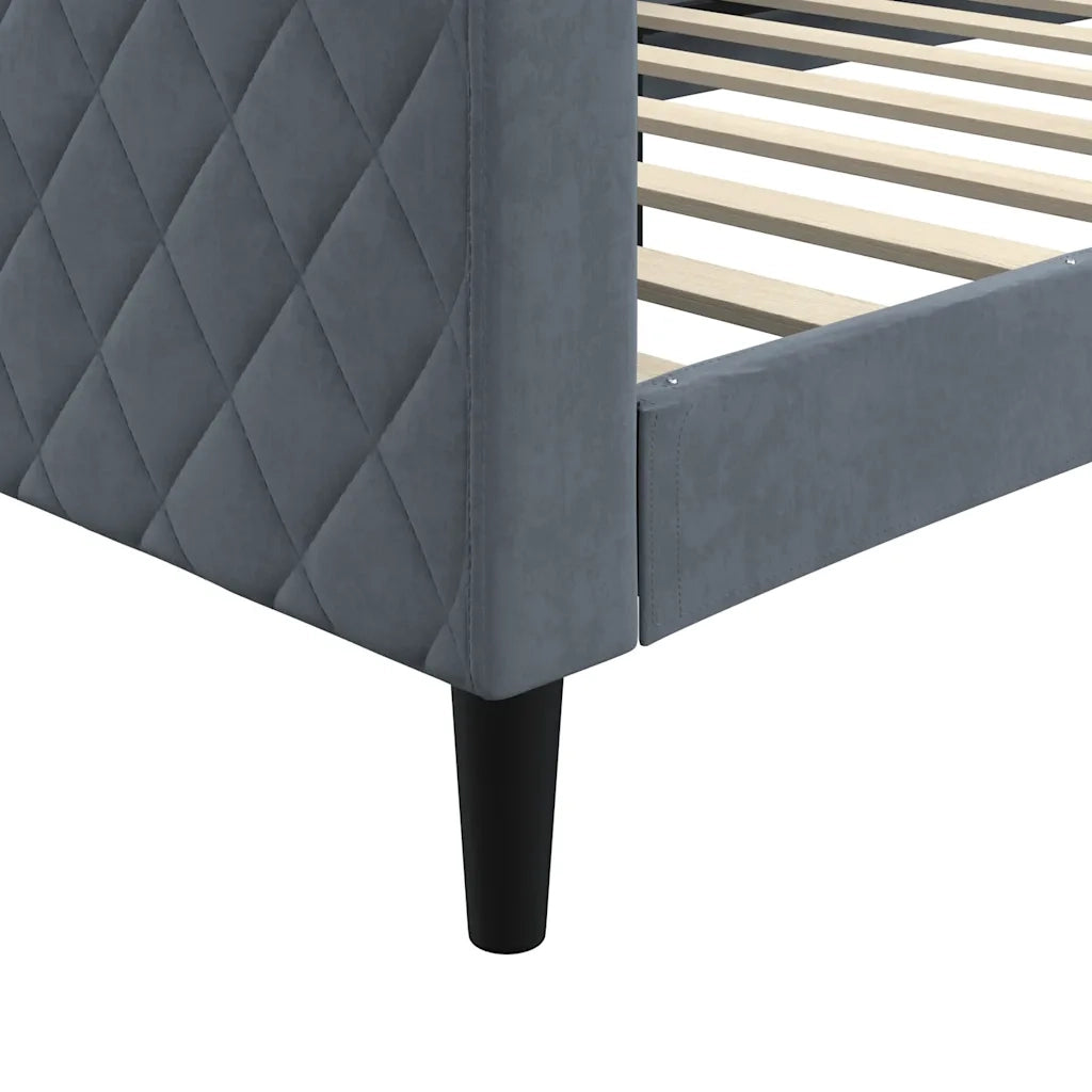Letto singolo | Letto per adulti | Letto da Giorno Grigio Scuro 90x190 cm in Velluto
