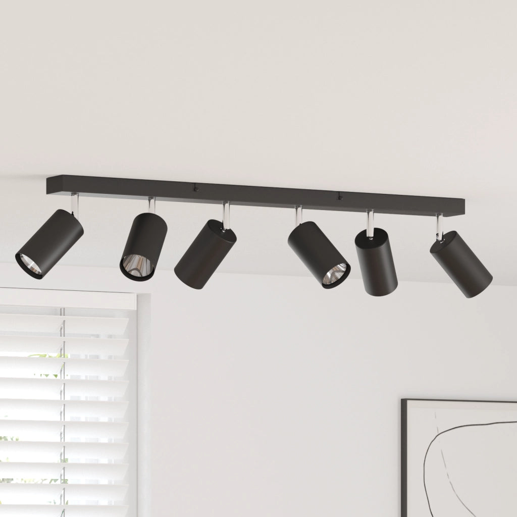 Faretti da soffitto 6 vie regolabili GU10 neri