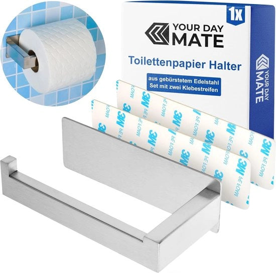 Rolhouder per WC - Toiletpapierhouder in acciaio inossidabile autofibro - Colorazione argento - Supporto per bagno