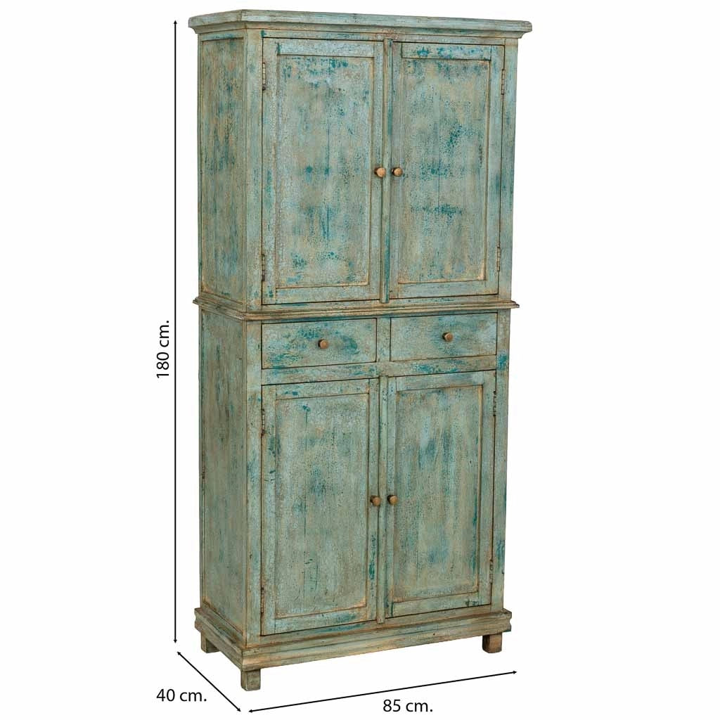 Armadio artigianale in legno turchese 85x40x180h cm