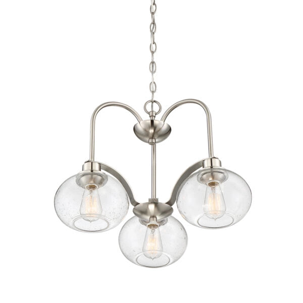 Lampadario vetro trasparente nichel Trilogy 3xE27 Quoizel
