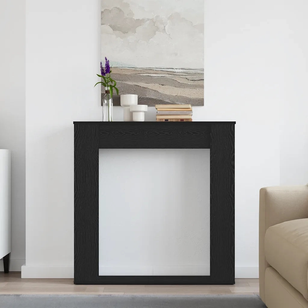 Cornice per Camino Rovere Nero 100x20x100 cm in Truciolato 865982