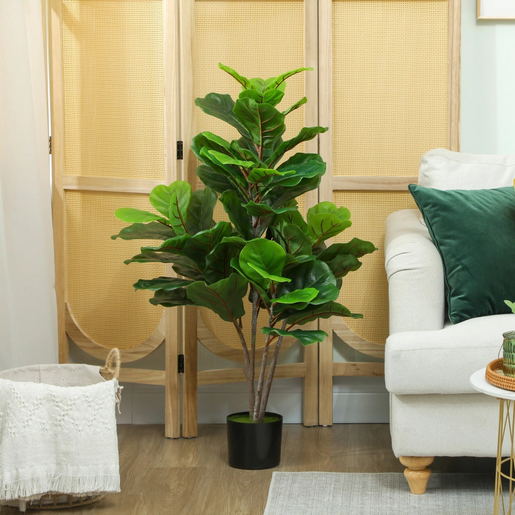 Ficus Lyrata artificiale 110cm ¨C zephmum ¨C pianta finta in vaso decorazione