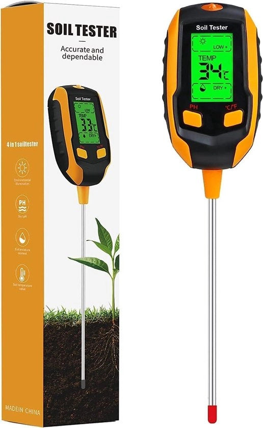 Misuratore di Umidità del Terreno Digitale 4-in-1 con Display LCD per la Crescita delle Piante