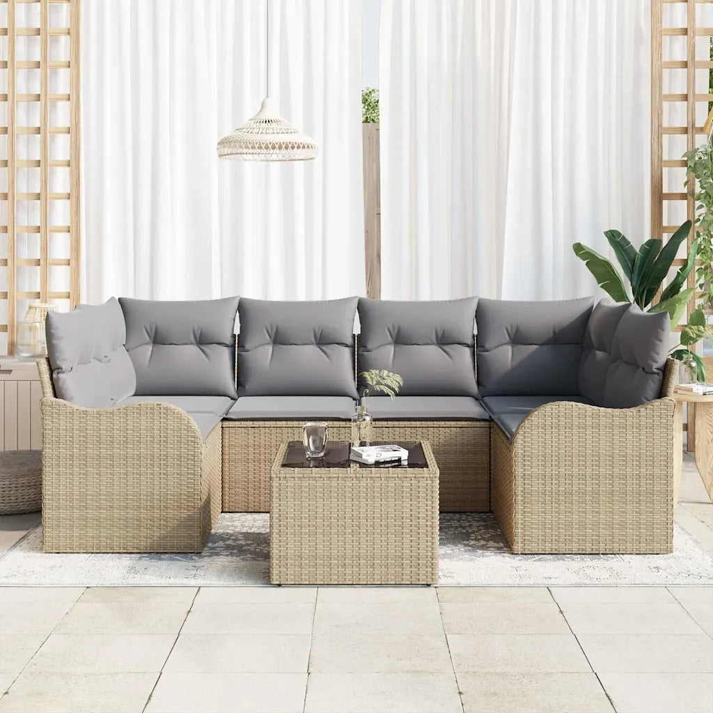 Set Divano da Giardino con cuscino 7 pcs Beige e grigio 3354269
