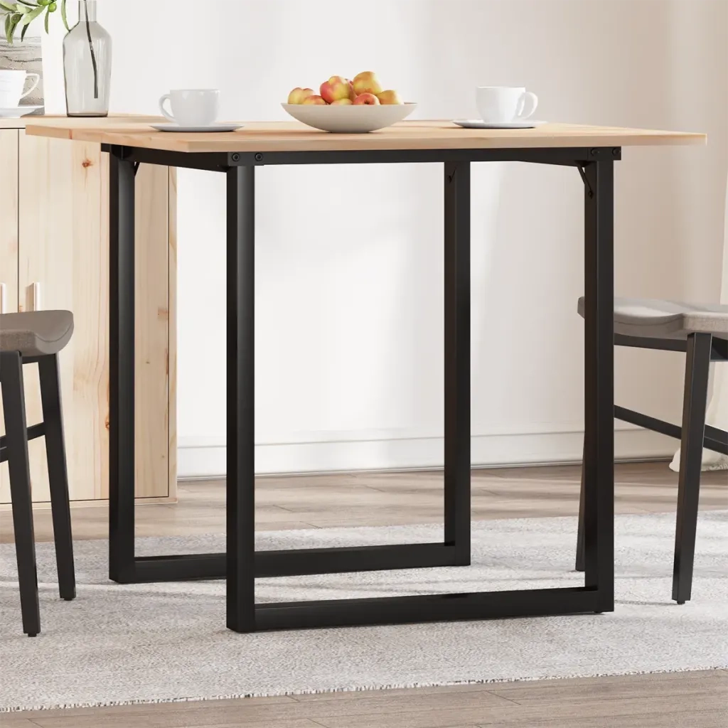 Tavolo da Pranzo Telaio a O 90x90x75 cm Legno Pino e Acciaio