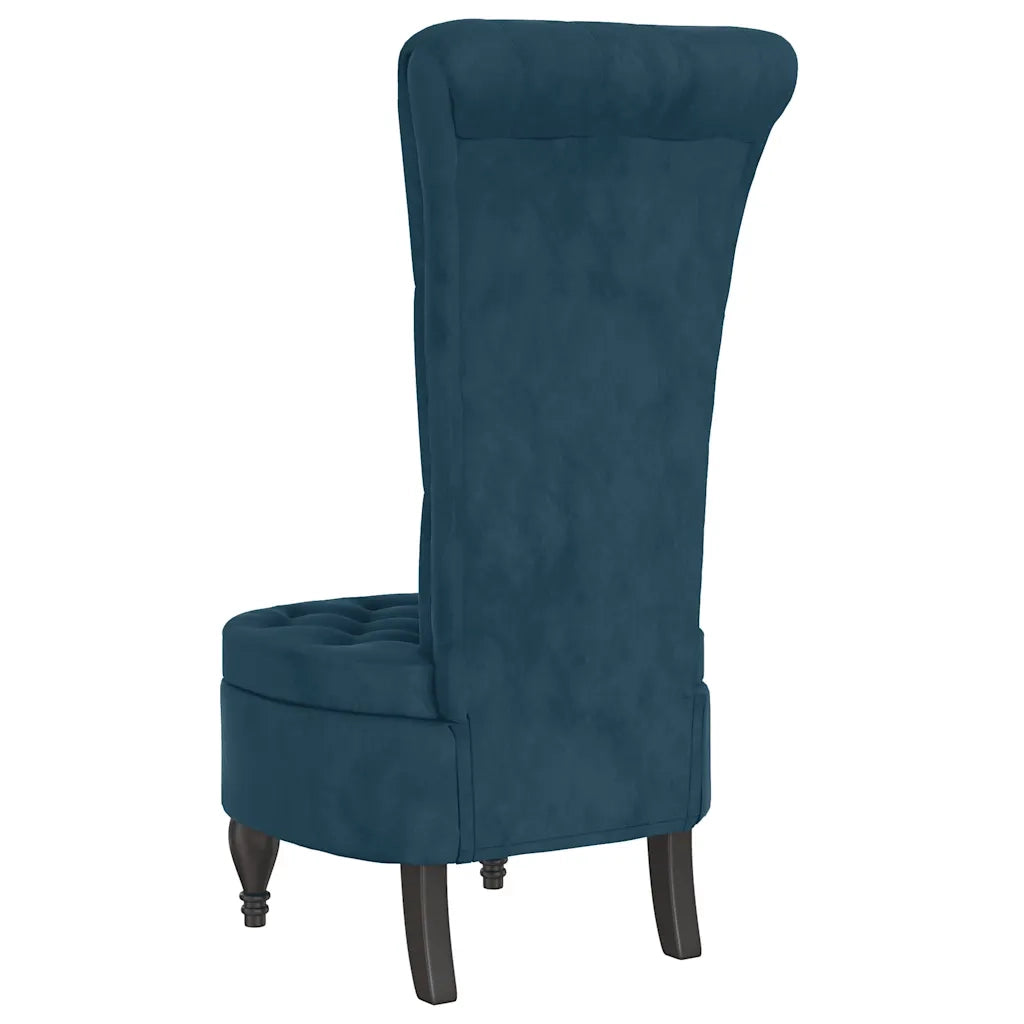 Poltrona | Sedia con Schienale Alto Design con Bottoni in Velluto Blu