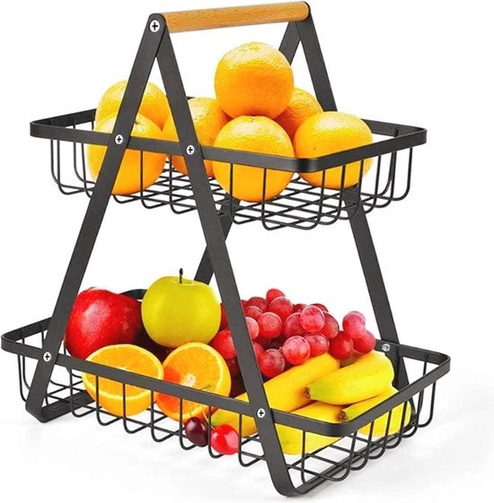 Cassa frutta moderna con 2 livelli - Etagère spaziale per frutta e verdura