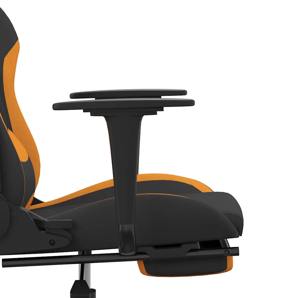 Sedia da Gaming Massaggi e Poggiapiedi Tessuto Nero e Arancione cod mxl 69755