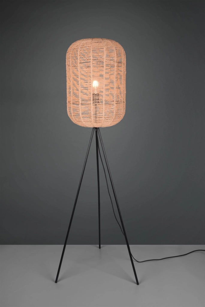 RUNA PIANTANA DIFFUSORE GRANDE METALLO NERO E CORDA D.35CM H. 150CM 1 LUCE ATTACCO E27