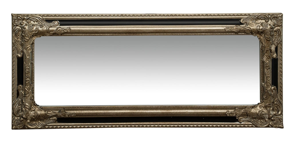 Biscottini Specchio Specchiera Impero da parete e appendere verticale/orizzontale L35xPR4xH82 cm finitura argento e nero anticato