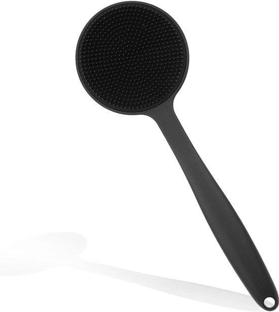Scrubber per schiena in silicone per doccia, bagno e corpo, spazzola esfoliante per doccia con steel corta per uomini accessorio per doccia e bagno duraturo