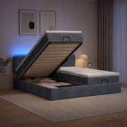 Letto Ottomano con Materasso e LED Grigio Scuro 200 x 200 cm 3457357