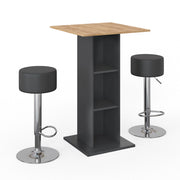 Vicco Tavolo bar con sgabelli Antracite 70 x 70 cm con 2 sgabelli da bar