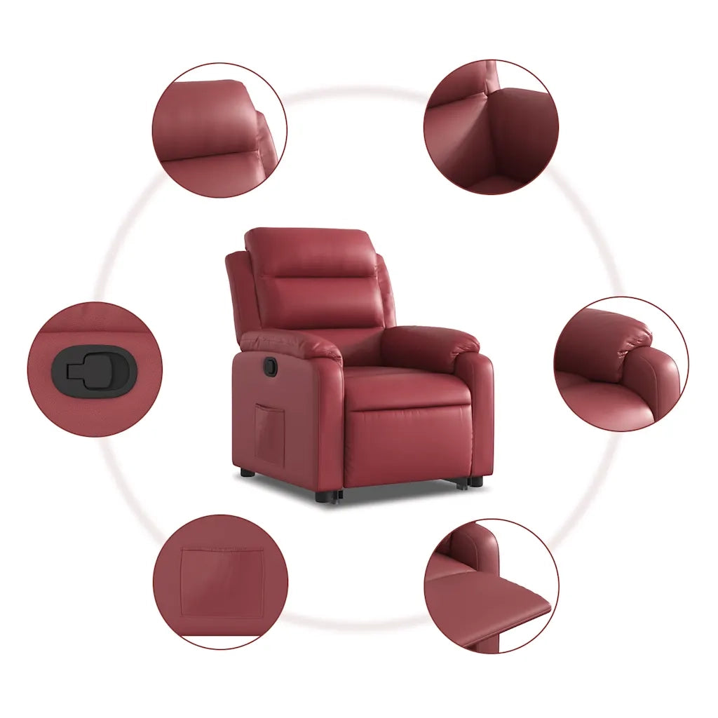 vidaXL Poltrona Alzapersona Reclinabile Rosso Vino in Similpelle