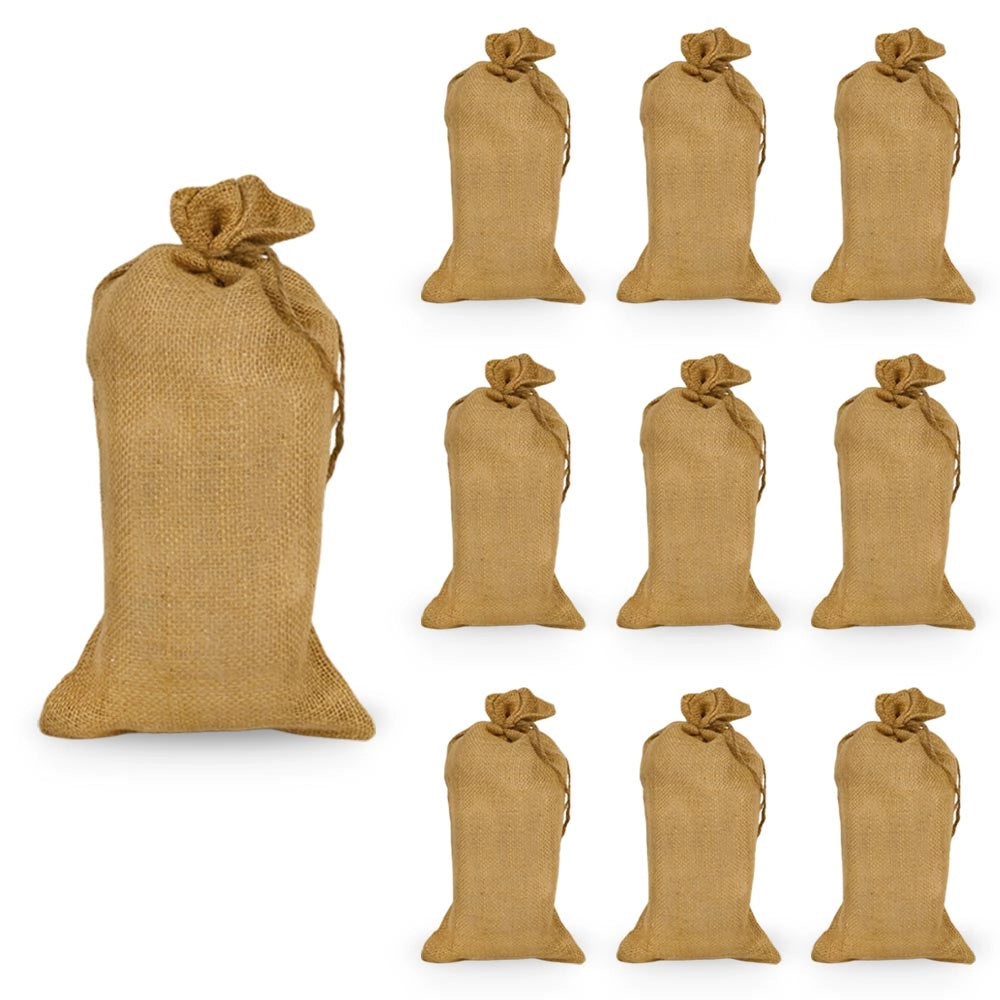 Set da 10 Sacchi in Juta naturale resistenti e riutilizzabili cm 20 x h 40