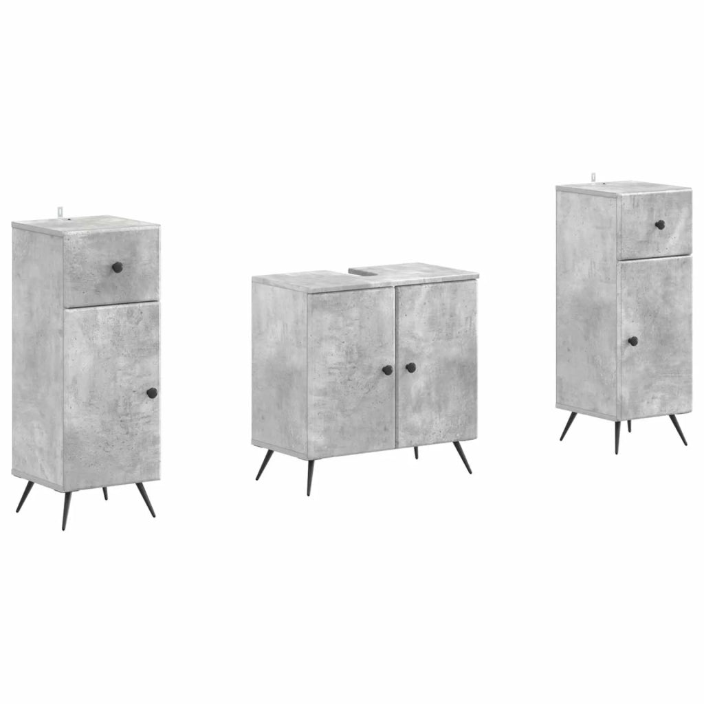 Set di Armadi da Bagno da 2 Pezzi BREDA Grigio Cemento 3418047