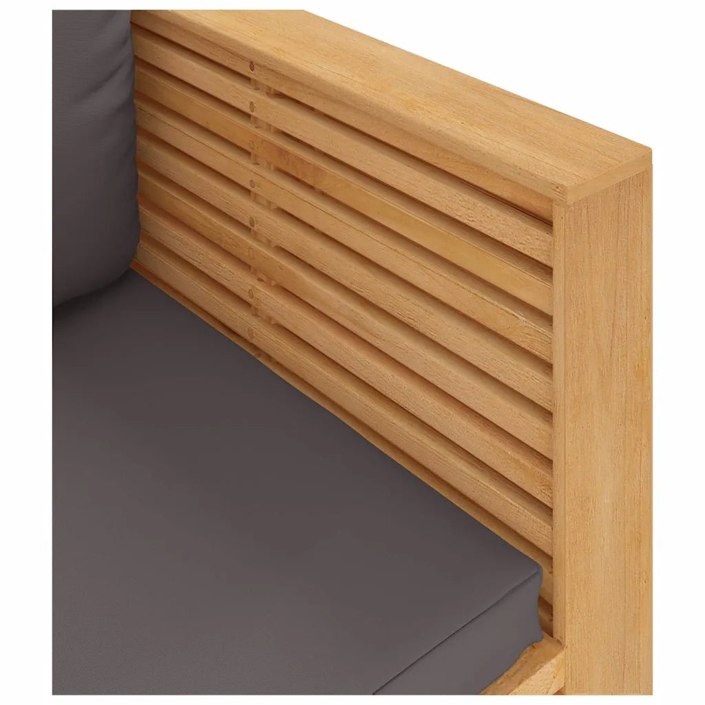 Divano da esterno-Divano da Giardino Cuscini Grigio Scuro Legno Massello di Teak
