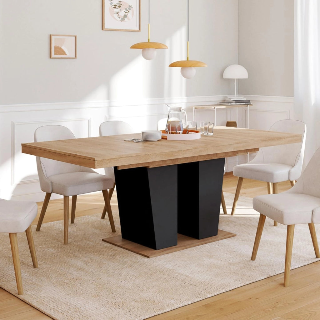 ELIAD tavolo da pranzo rettangolare allungabile 6-10 persone legno e nero 160-200 cm
